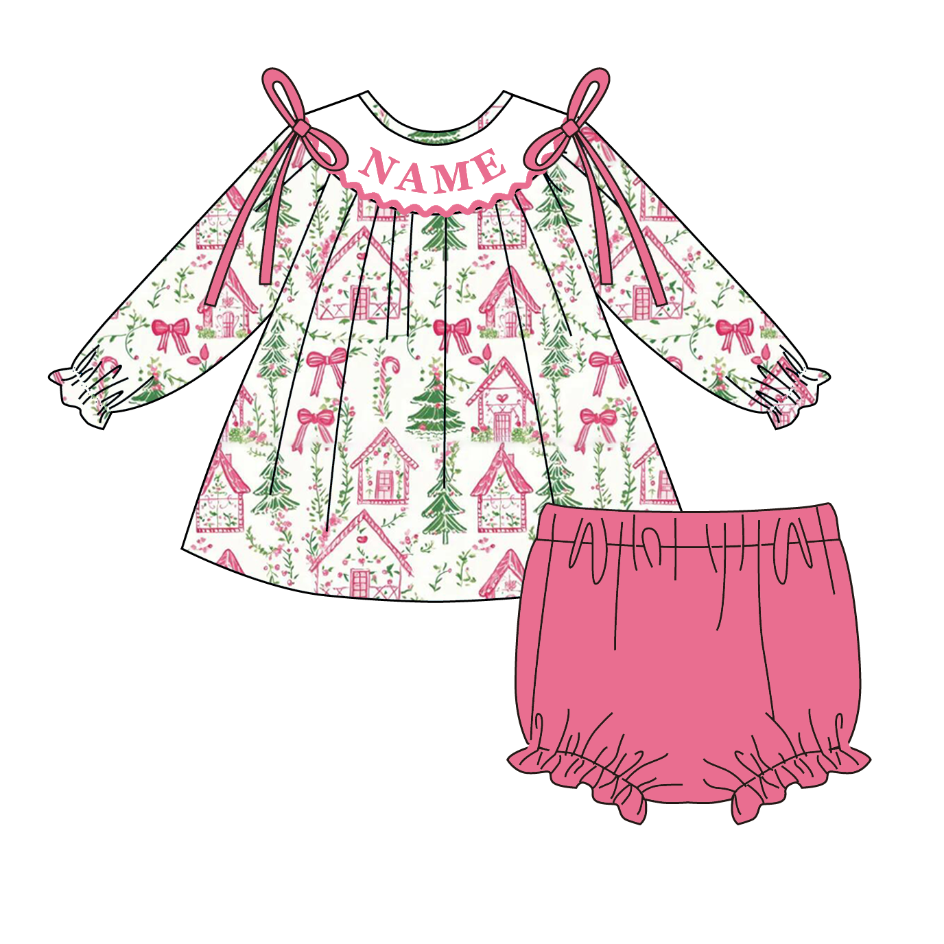 （Pre Order）Family Christmas Embroidery Smocked Set&Romper