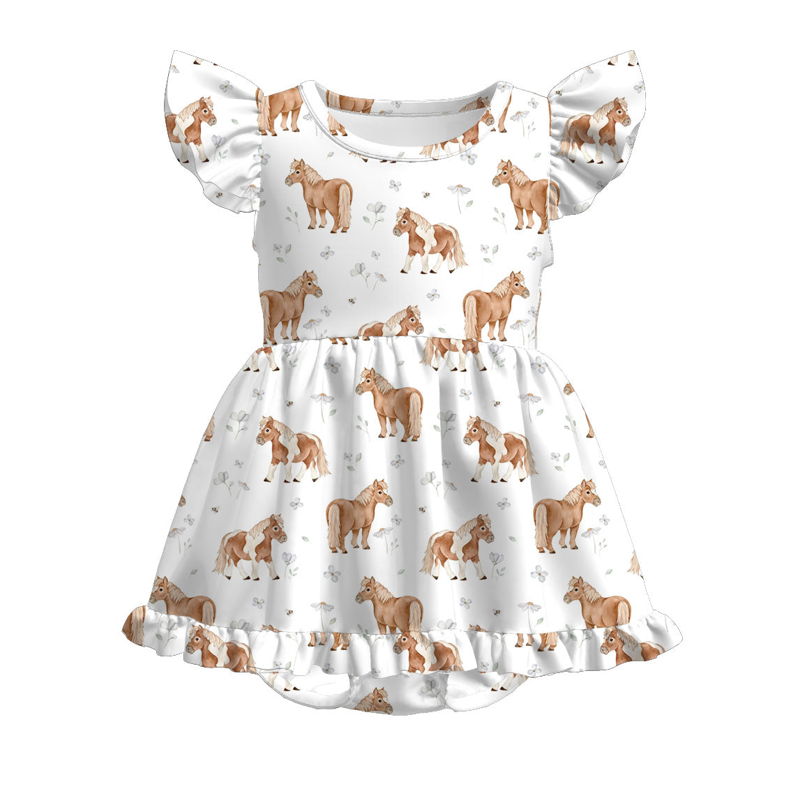 （Pre Order）Family Fall Horse Print Dress,Pajamas,Romper