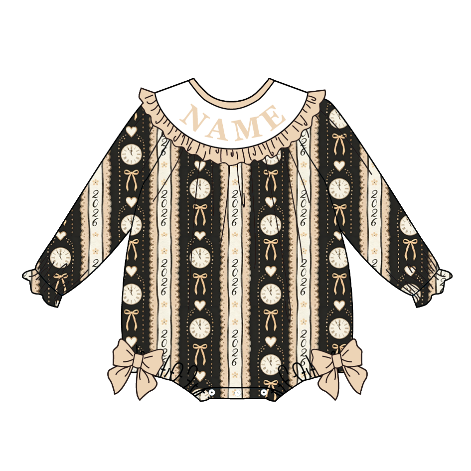 （Pre Order）Family New Year Bow Embroidery Smocked Dress,Set&Romper