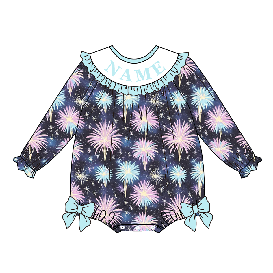 （Pre Order）Sisters New Year Firework Embroidery Smocked Dress&Romper