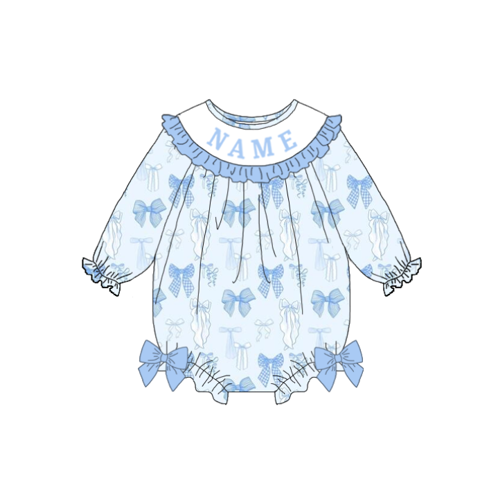 （Pre Order）Sisters Spring Bow Embroidery Smocked Dress&Romper
