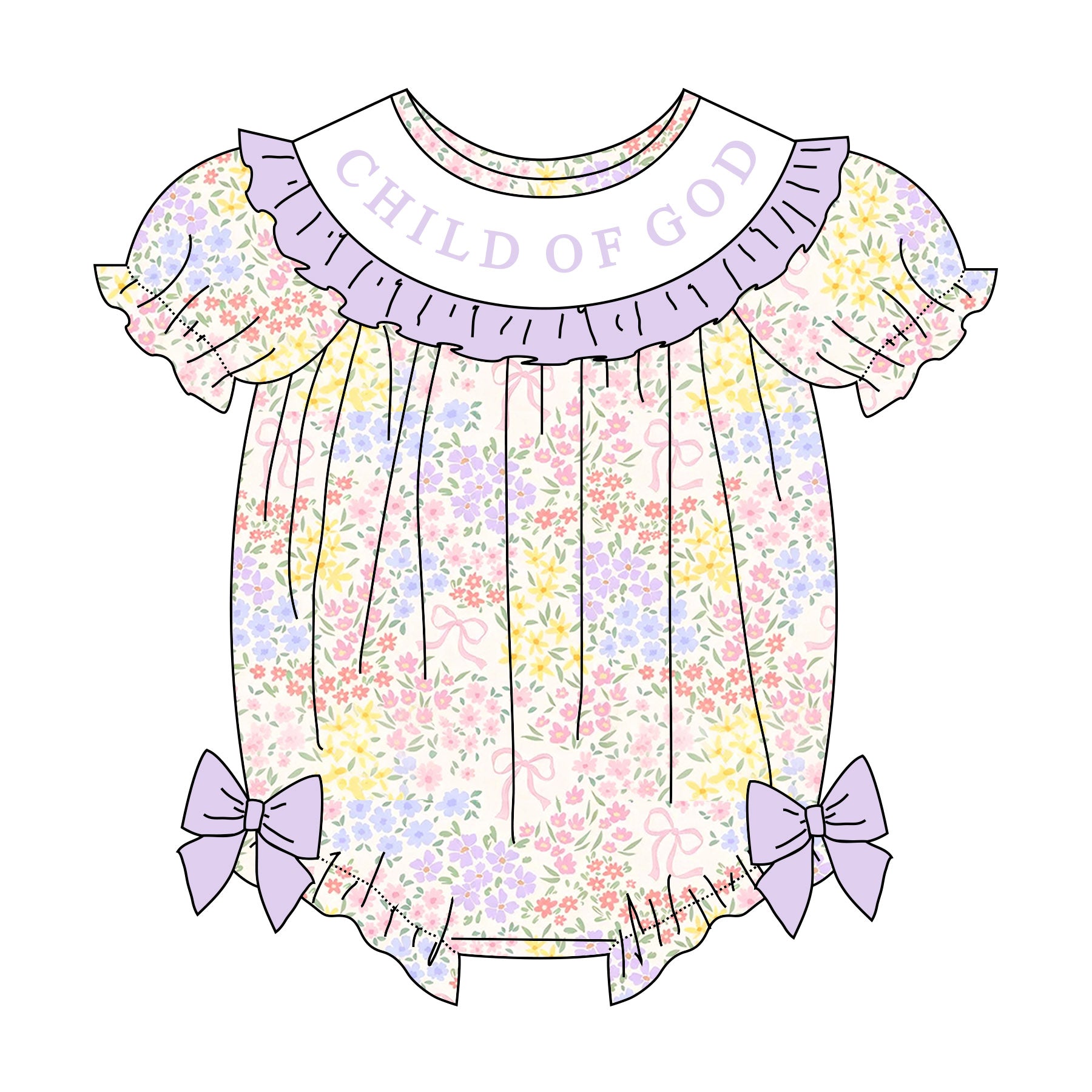 （Pre Order）Sisters Spring Floral Embroidery Smocked Dress&Romper