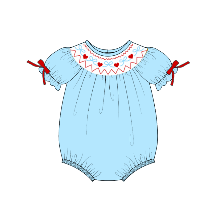 （Pre Order）Siblings Valentine's Day Embroidery Smocked Dress,Set&Romper