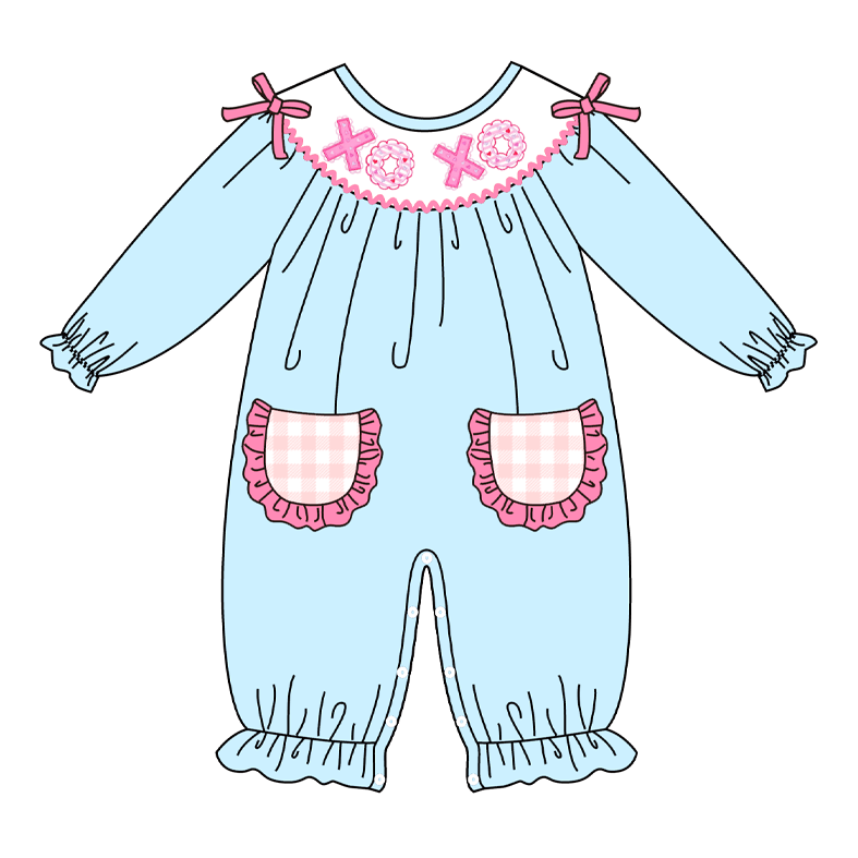 （Pre Order）Sisters Valentine's Day Embroidery Smocked Dress&Romper