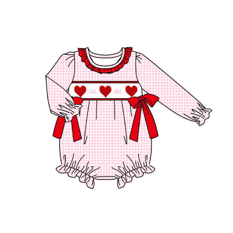 （Pre Order）Sisters Valentine's Day Embroidery Smocked Dress,Set&Romper