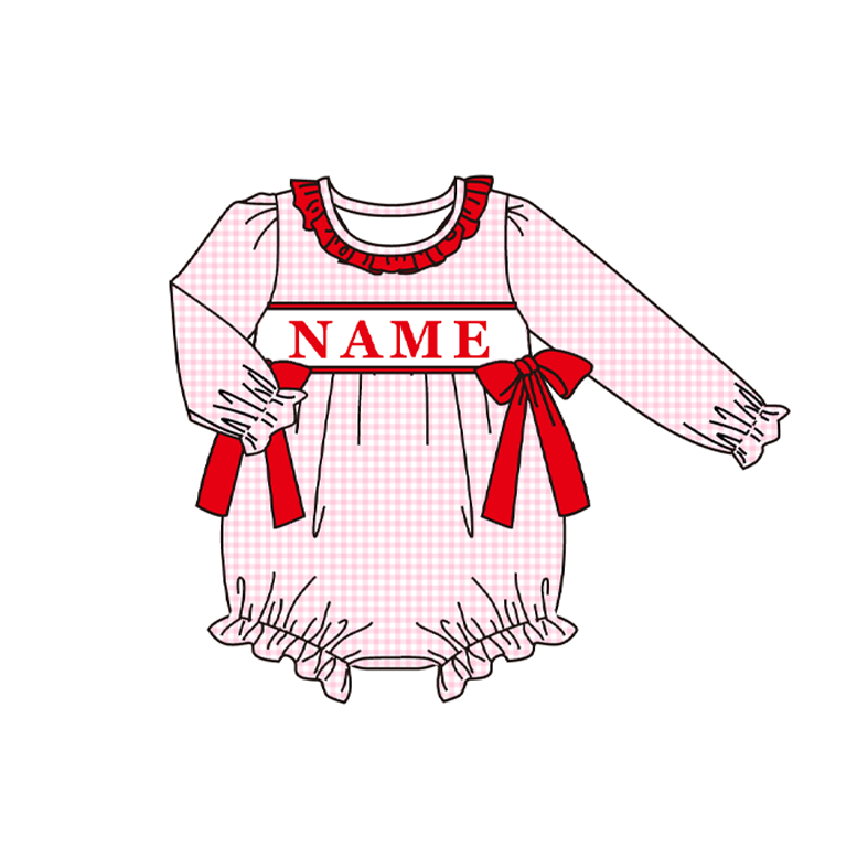 （Pre Order）Sisters Valentine's Day Embroidery Smocked Dress,Set&Romper
