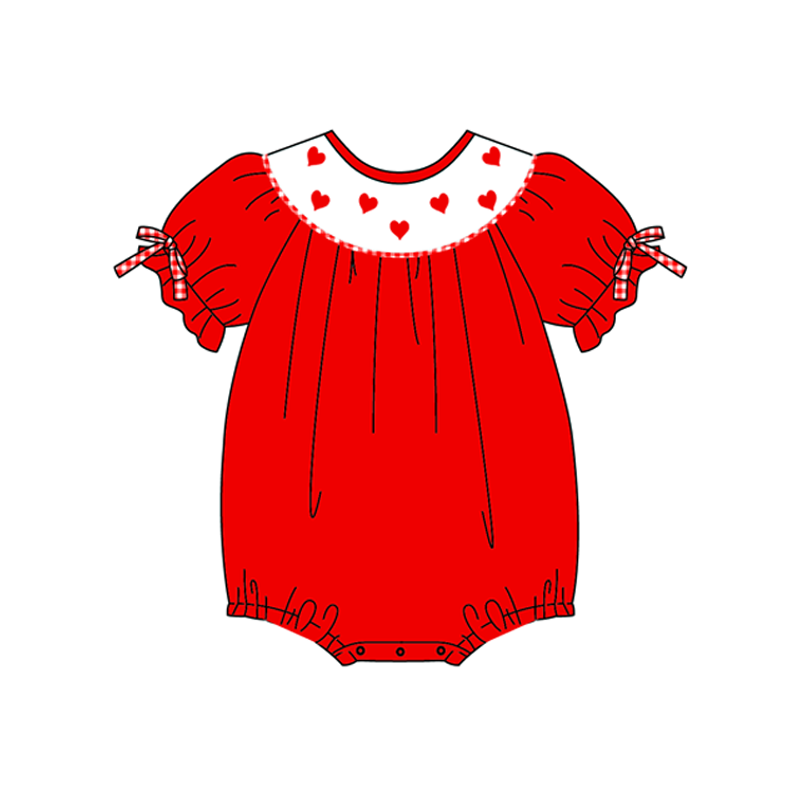 （Pre Order）Sisters Valentine's Day Embroidery Smocked Dress,Set&Romper