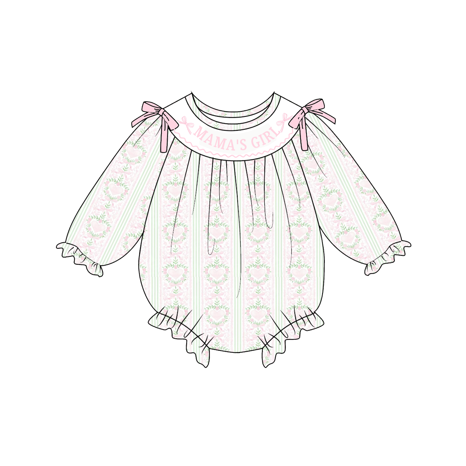 （Pre Order）Sisters Valentine's Day Embroidery Smocked Dress&Romper