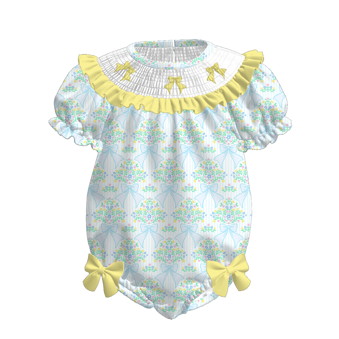 （Pre Order）Sisters Spring Bow Embroidery Smocked Dress&Romper