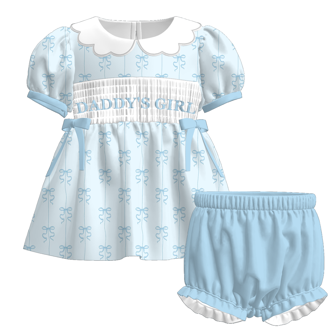 （Pre Order）Siblings Spring Daddy Embroidery Smocked Dress&Romper
