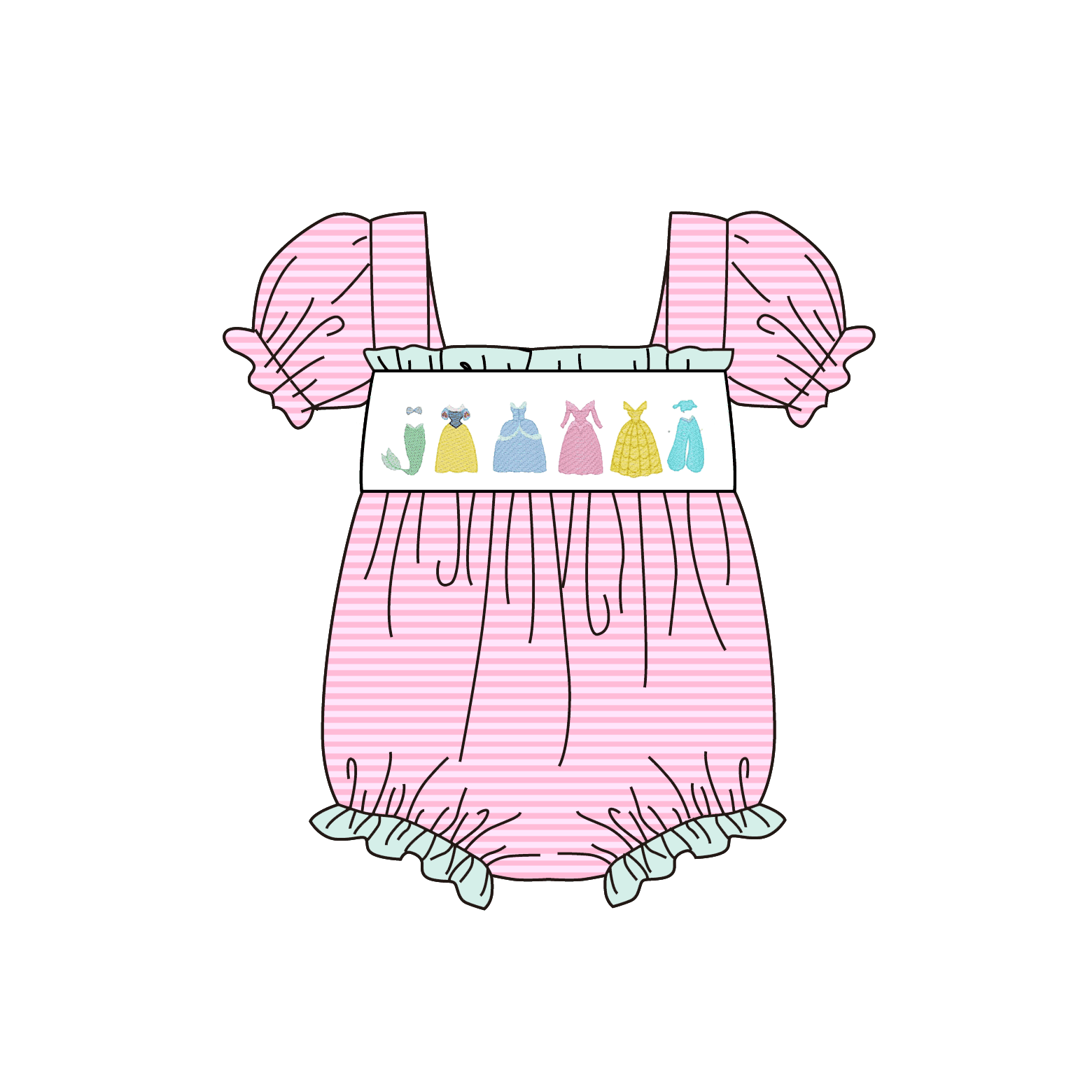 （Pre Order）Sisters Spring Princess Embroidery Smocked Dress&Romper