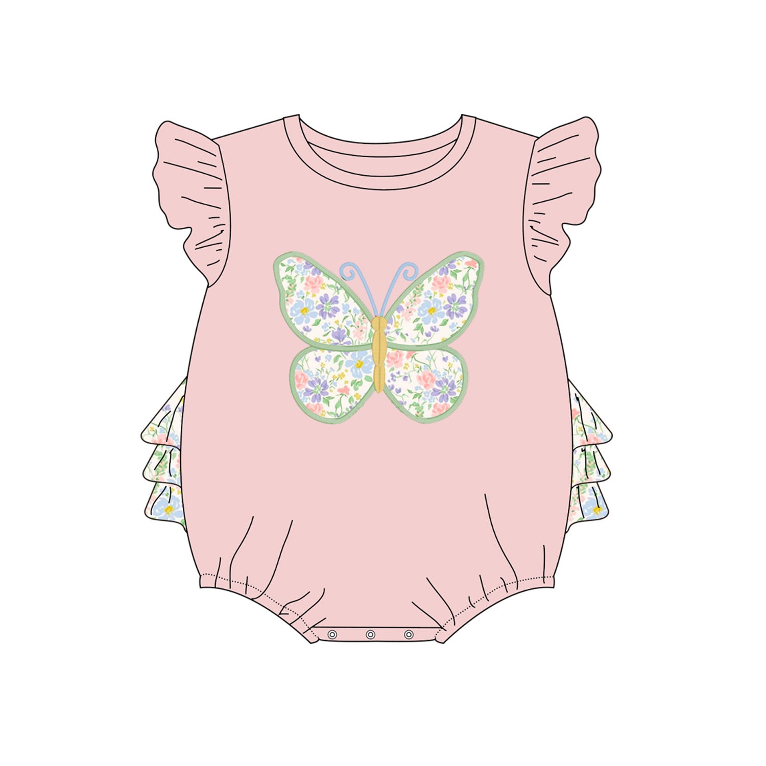 （Pre Order）Sisters Spring Butterfly Applique Outfit Set&Romper