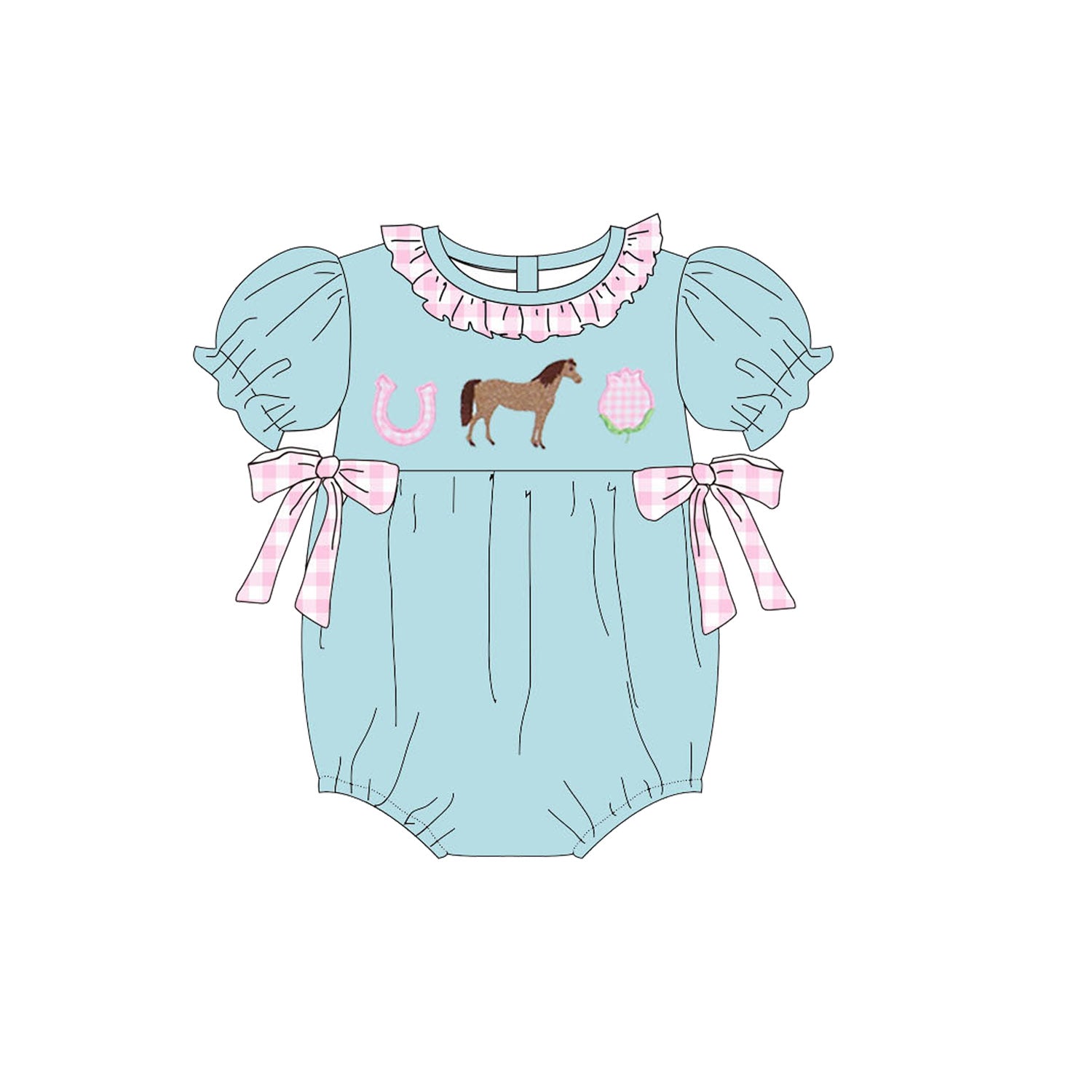 （Pre Order）Siblings Spring&Summer Horse Applique Outfit Set&Romper