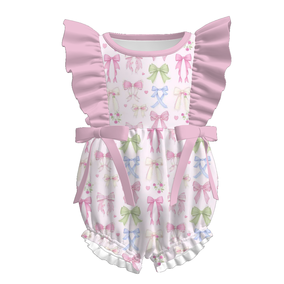 （Pre Order）Sisters Spring Bow Print Dress,Set&Romper