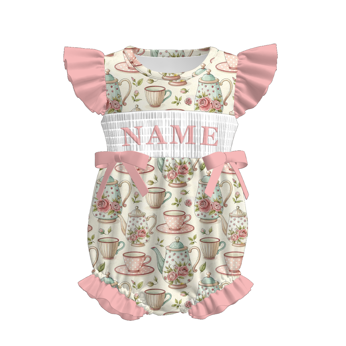 （Pre Order）Sisters Spring Floral Embroidery Smocked Dress,Set&Romper