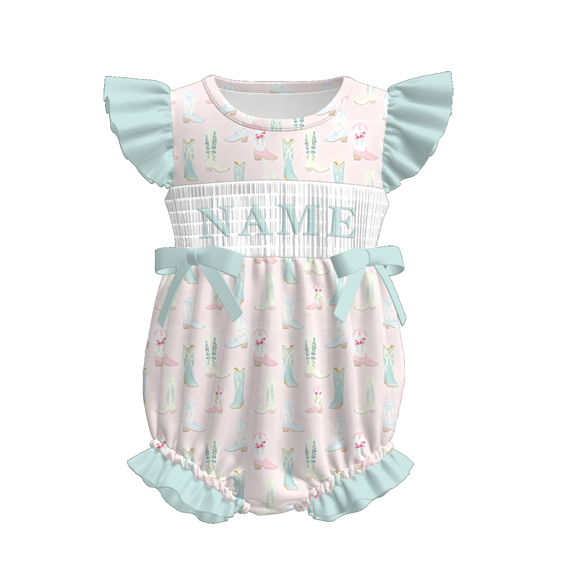 （Pre Order）Sisters Spring Boots Embroidery Smocked Dress,Set&Romper