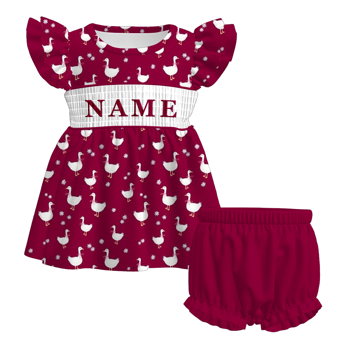 （Pre Order）Sisters Spring Goose Embroidery Smocked Dress,Set&Romper