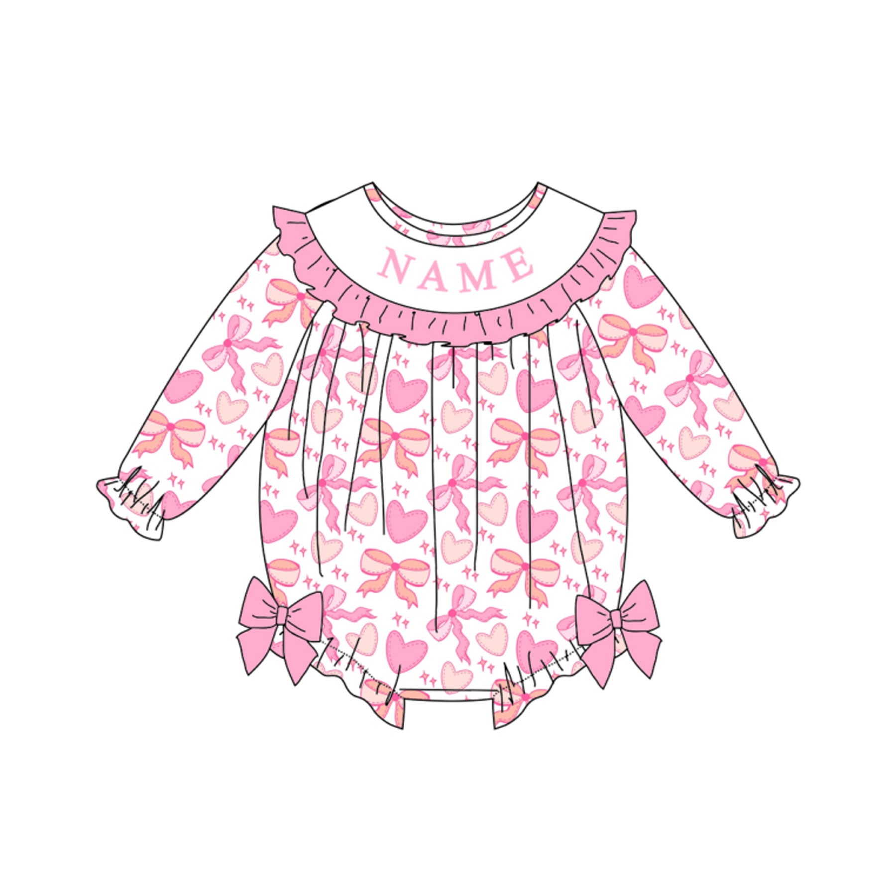 （Pre Order）Sisters Spring Bow Embroidery Smocked Dress&Romper