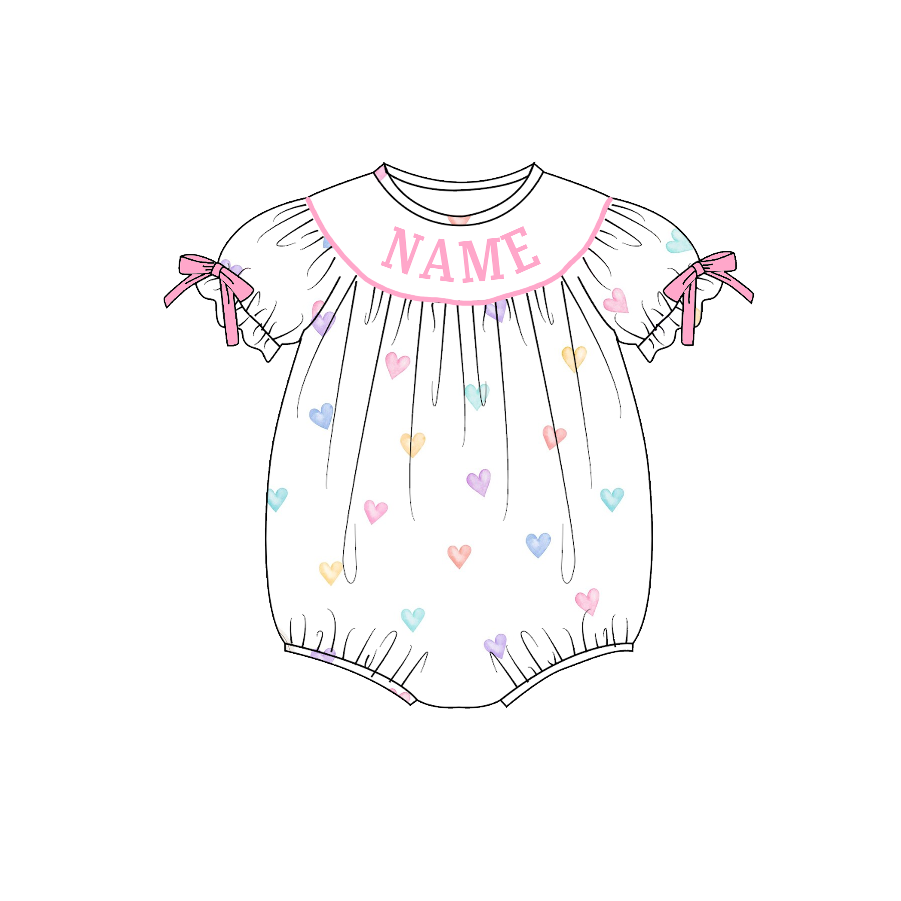 （Pre Order）Sisters Valentine's Day Embroidery Smocked Dress&Romper