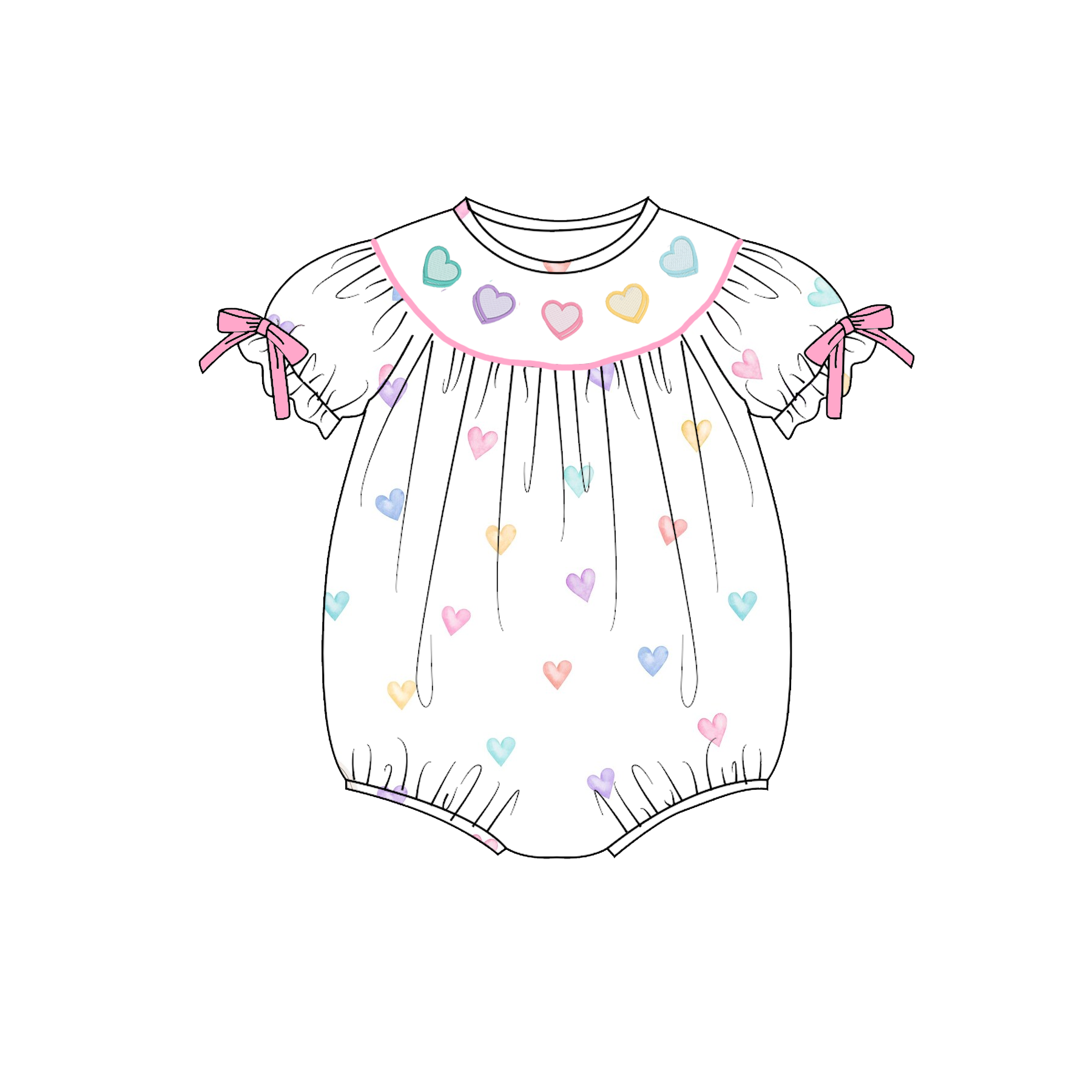 （Pre Order）Sisters Valentine's Day Embroidery Smocked Dress&Romper