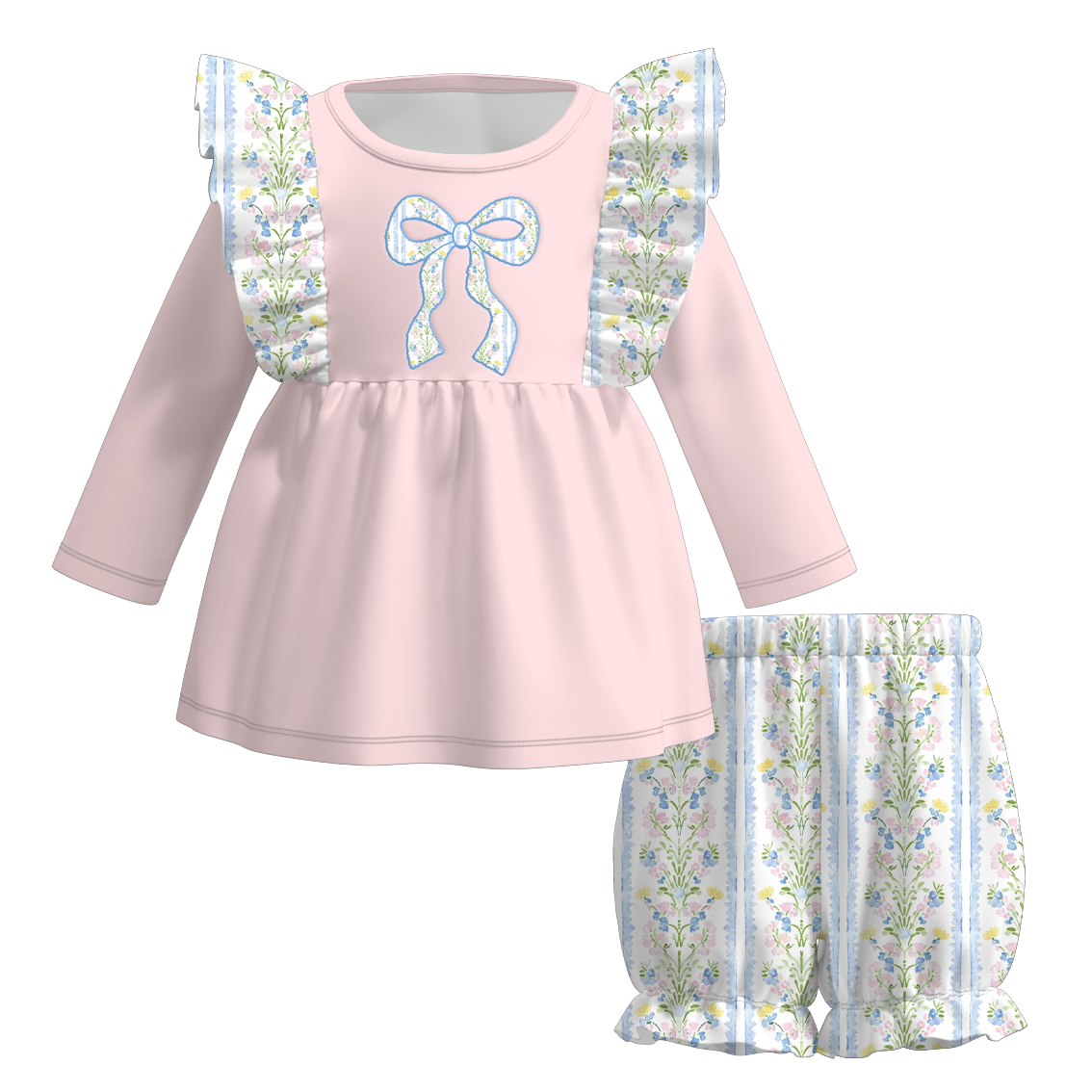 （Pre Order）Sisters Spring&Summer Bow Applique Set&Romper