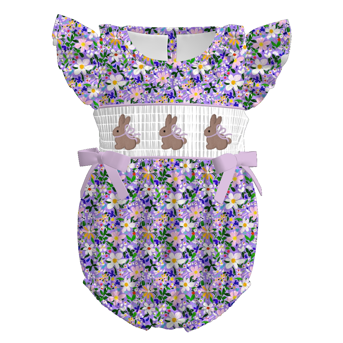 （Pre Order）Sisters Easter Bunny Embroidery Smocked Dress&Romper