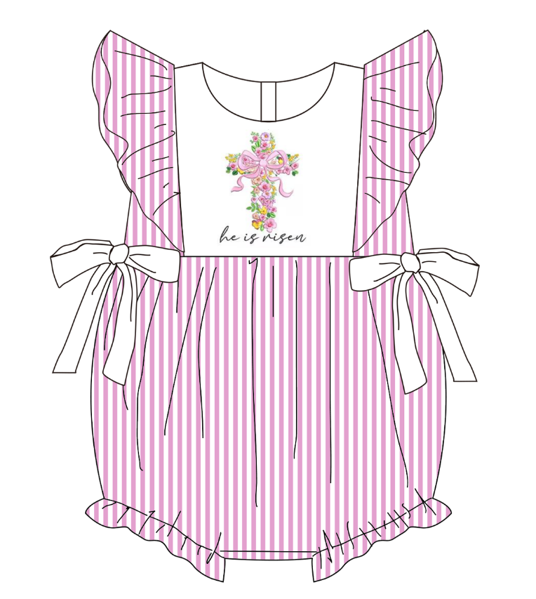 （Pre Order）Siblings Easter Cross Embroidery Dress,Set&Romper