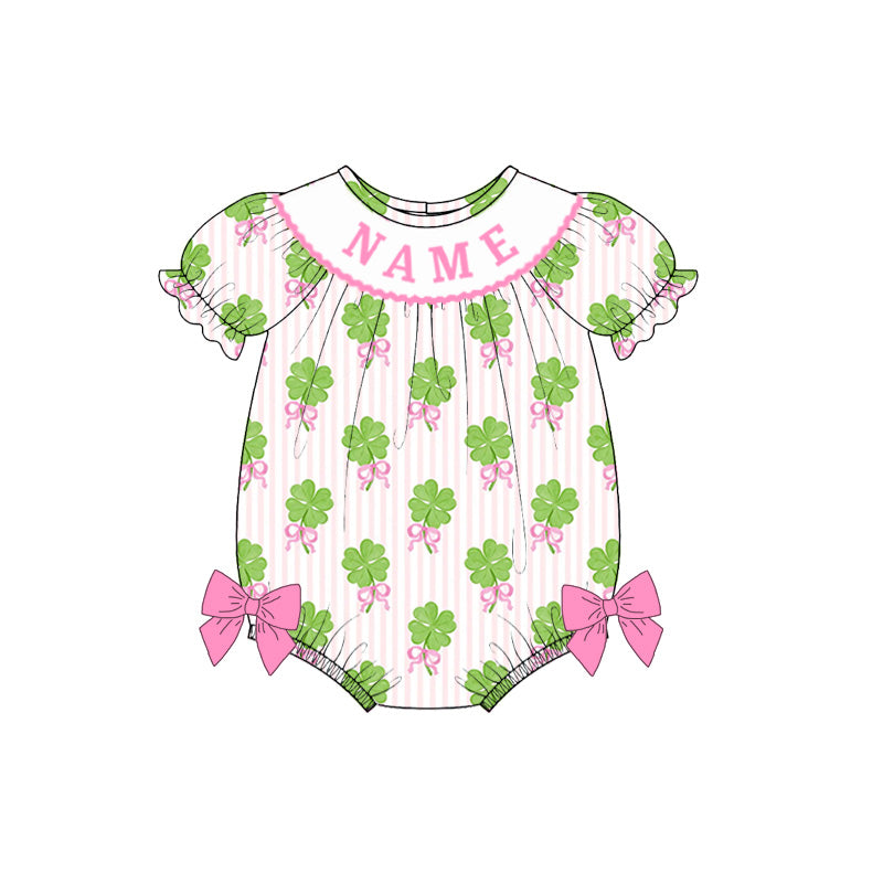 （Pre Order）Sisters St. Patrick's Day Shamrock Embroidery Smocked Dress&Romper