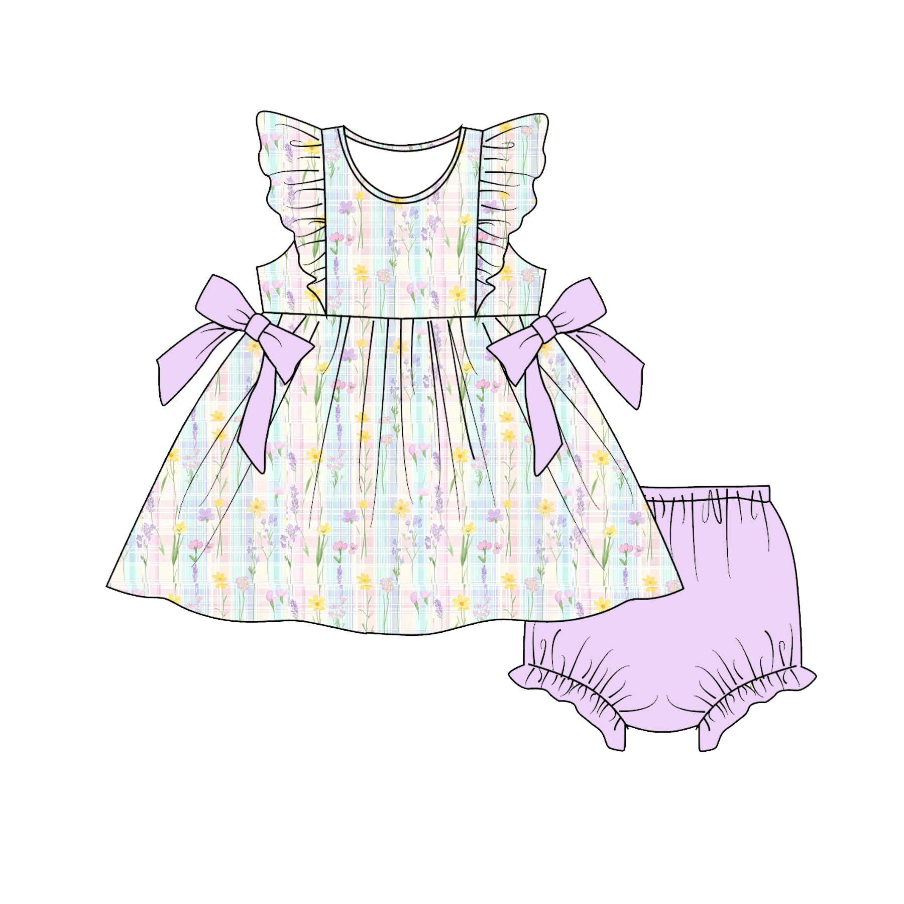 （Pre Order）Sisters Easter Floral Print Dress&Romper