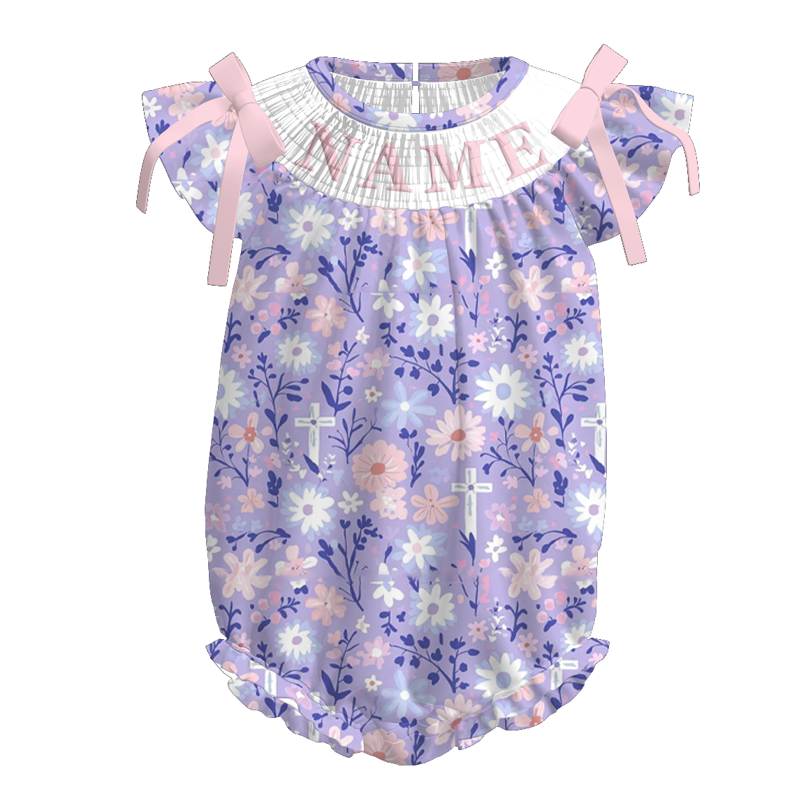 （Pre Order）Sisters Easter Cross Embroidery Smocked Dress&Romper