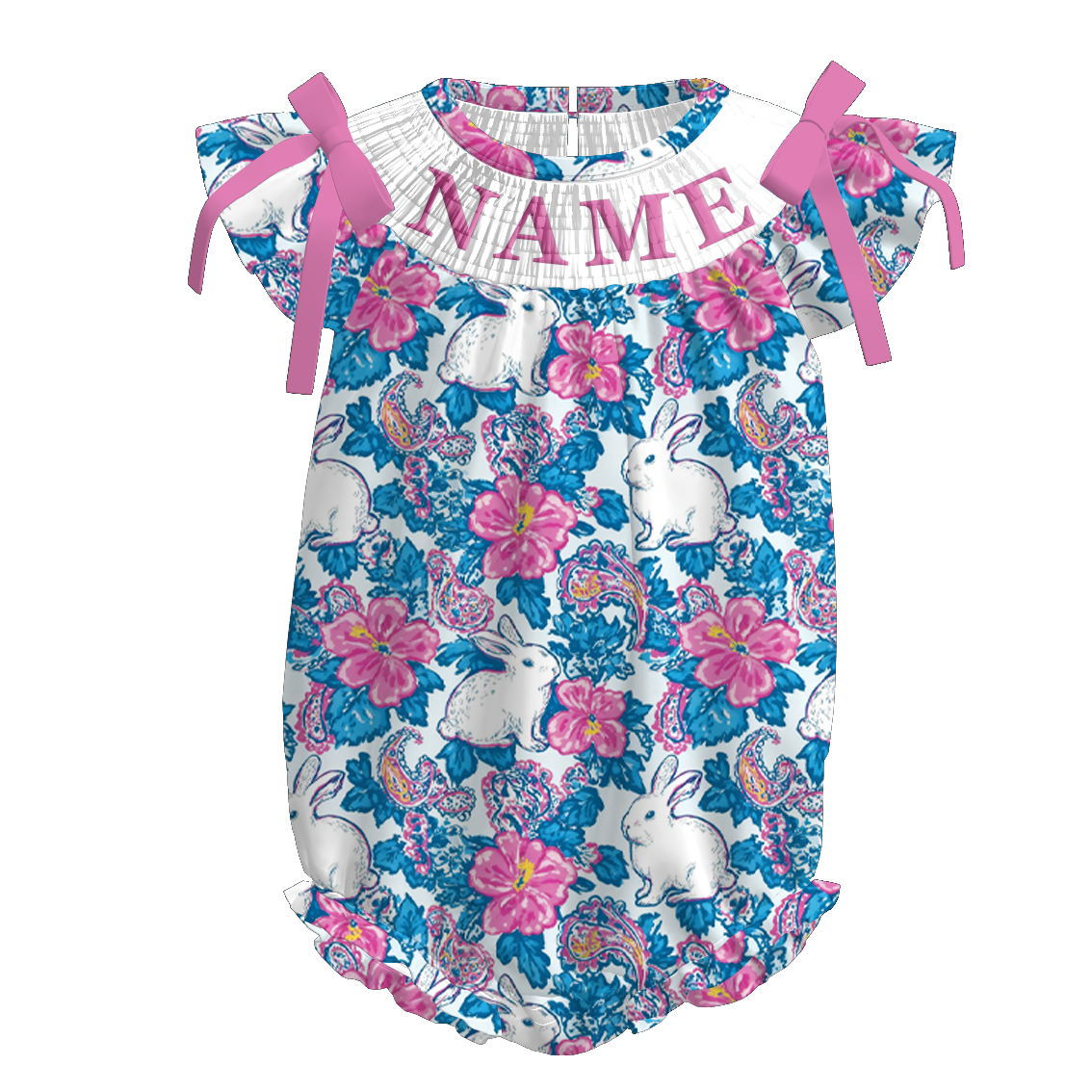 （Pre Order）Sisters Easter Bunny Embroidery Smocked Dress&Romper