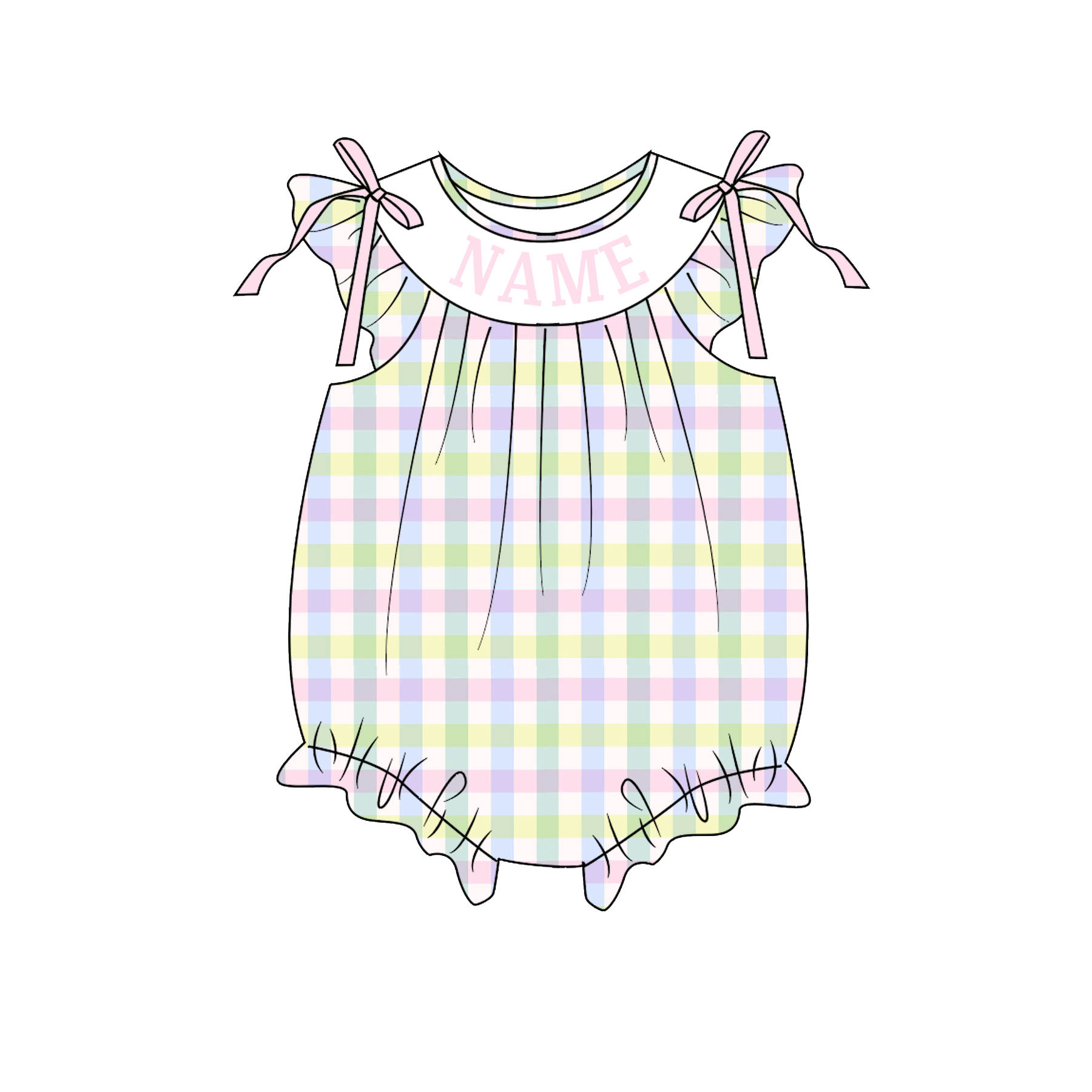 （Pre Order）Sisters Easter Sheep Embroidery Smocked Dress&Romper