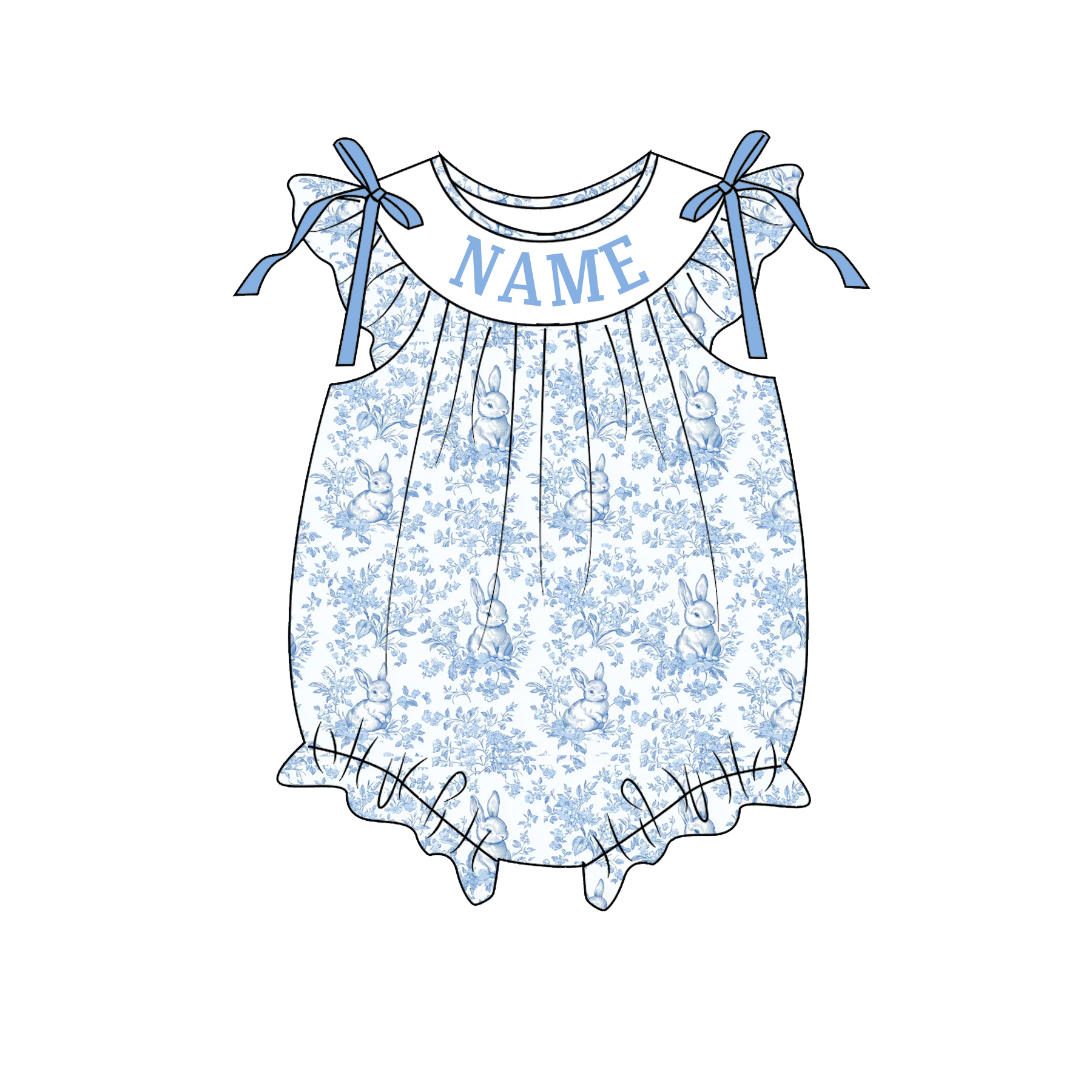 （Pre Order）Sisters Easter Bunny Embroidery Smocked Dress&Romper
