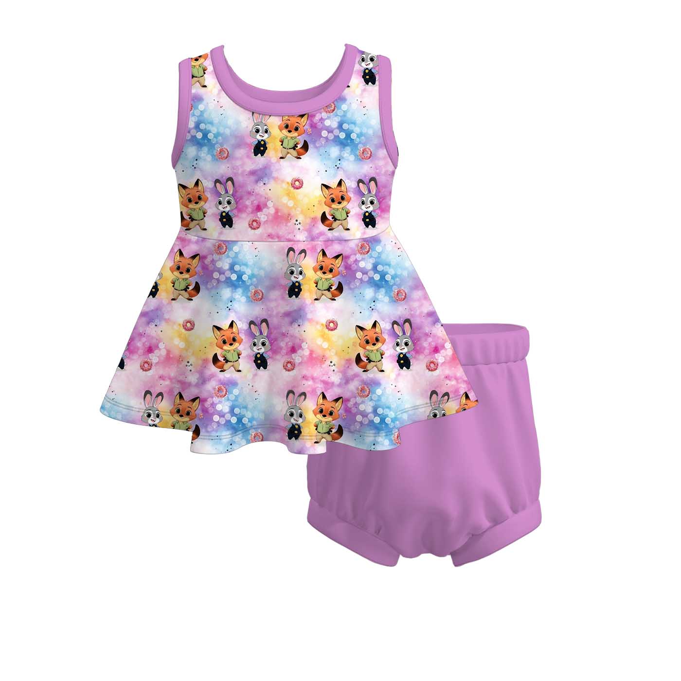 （Pre Order）Sisters Spring&Summer Cartoon Print Dress,Set&Romper