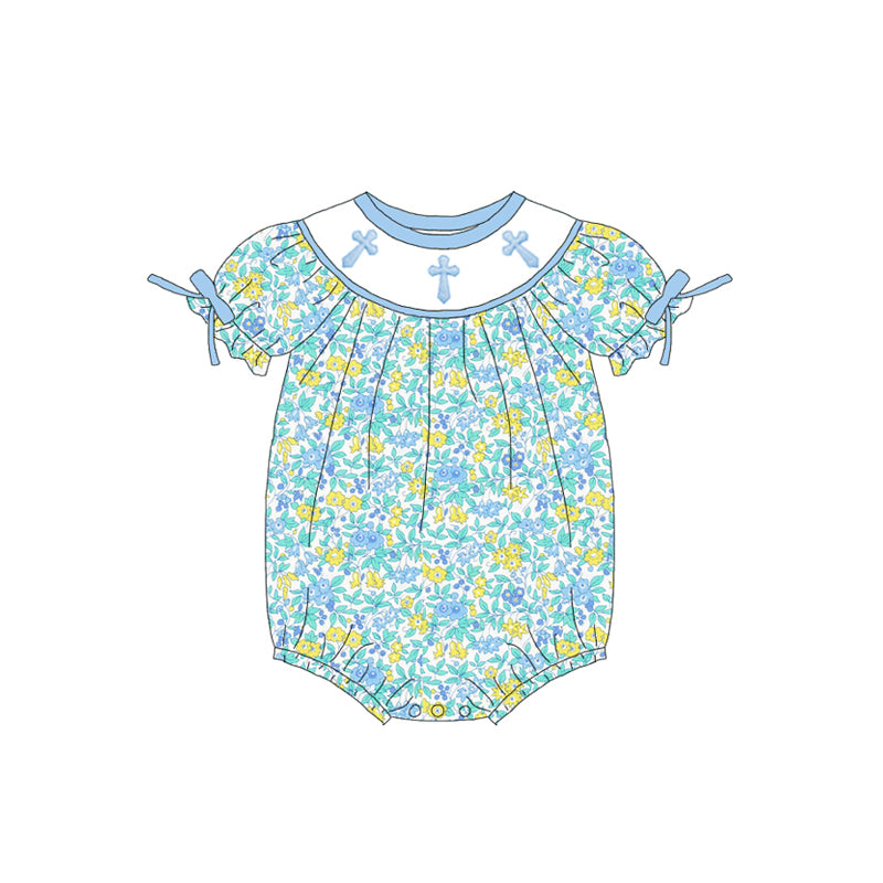（Pre Order）Siblings Easter Cross Embroidery Smocked Dress,Set&Romper
