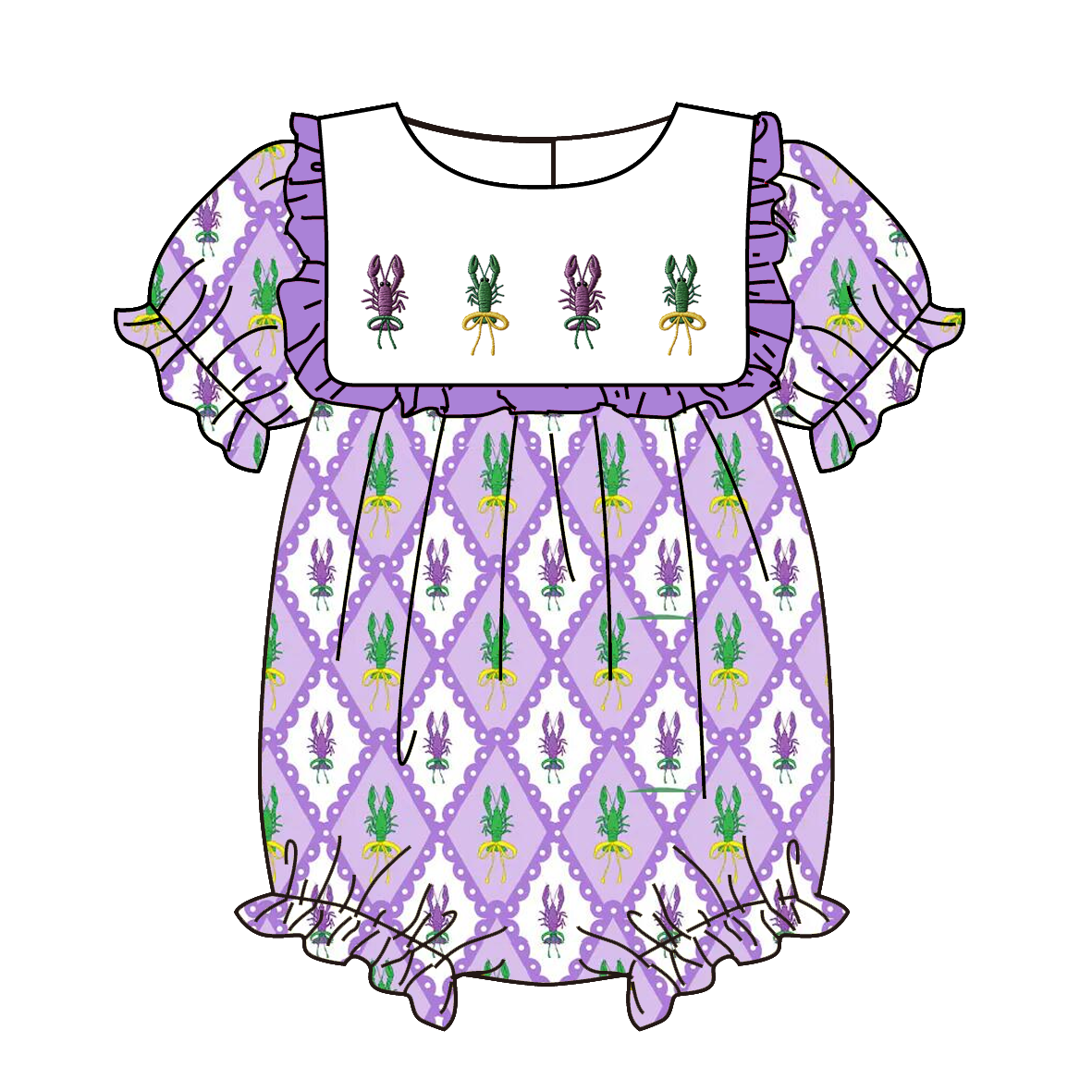 （Pre Order）Sisters Mardi Gras Embroidery Dress&Romper