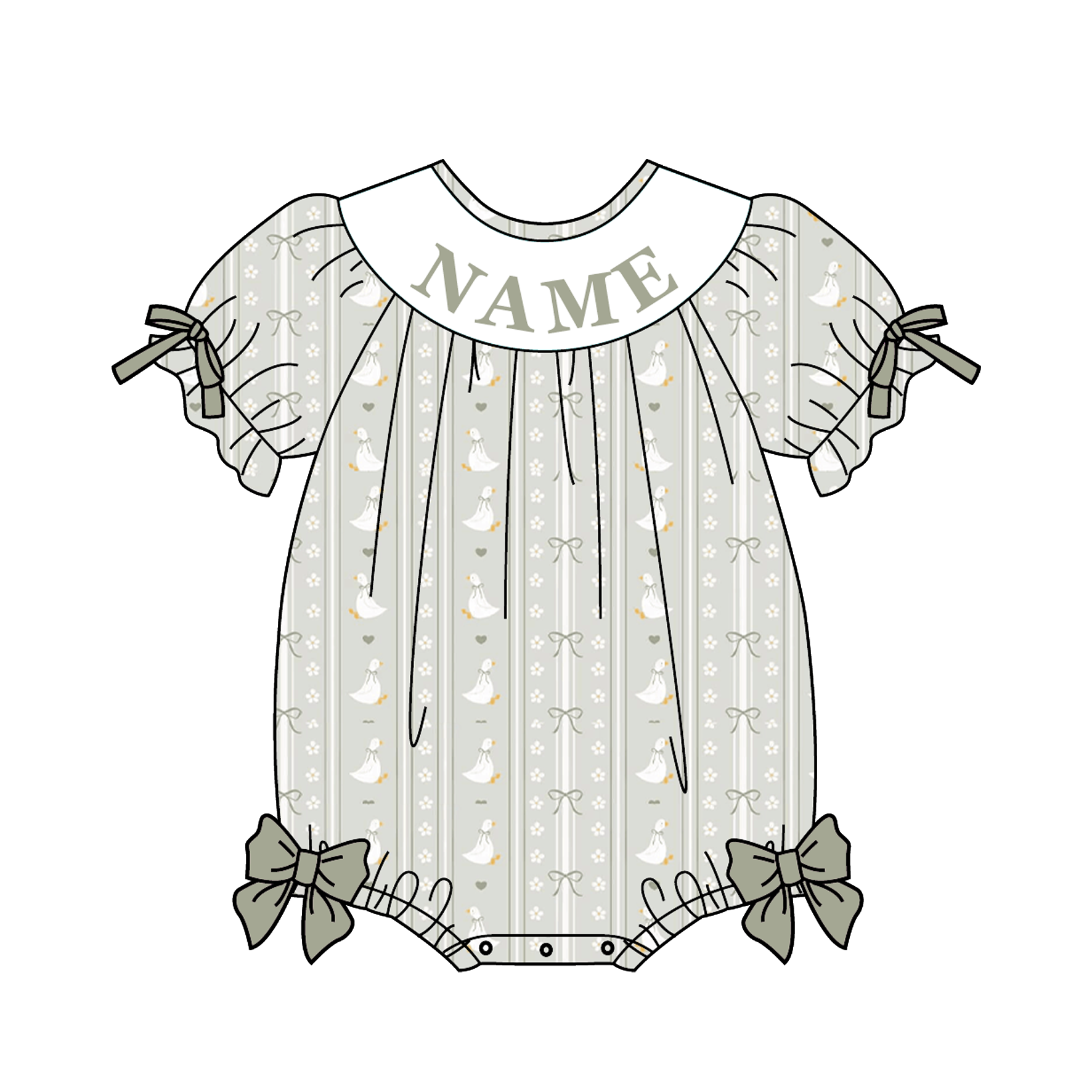 （Pre Order）Sisters Spring&Summer Goose Embroidery Smocked Shorts Set&Romper