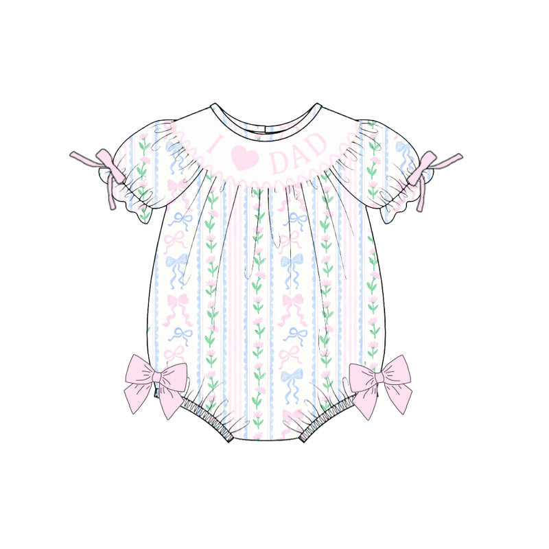 （Pre Order）Siblings Spring&Summer I♥DAD Embroidery Smocked Dress,Set&Romper