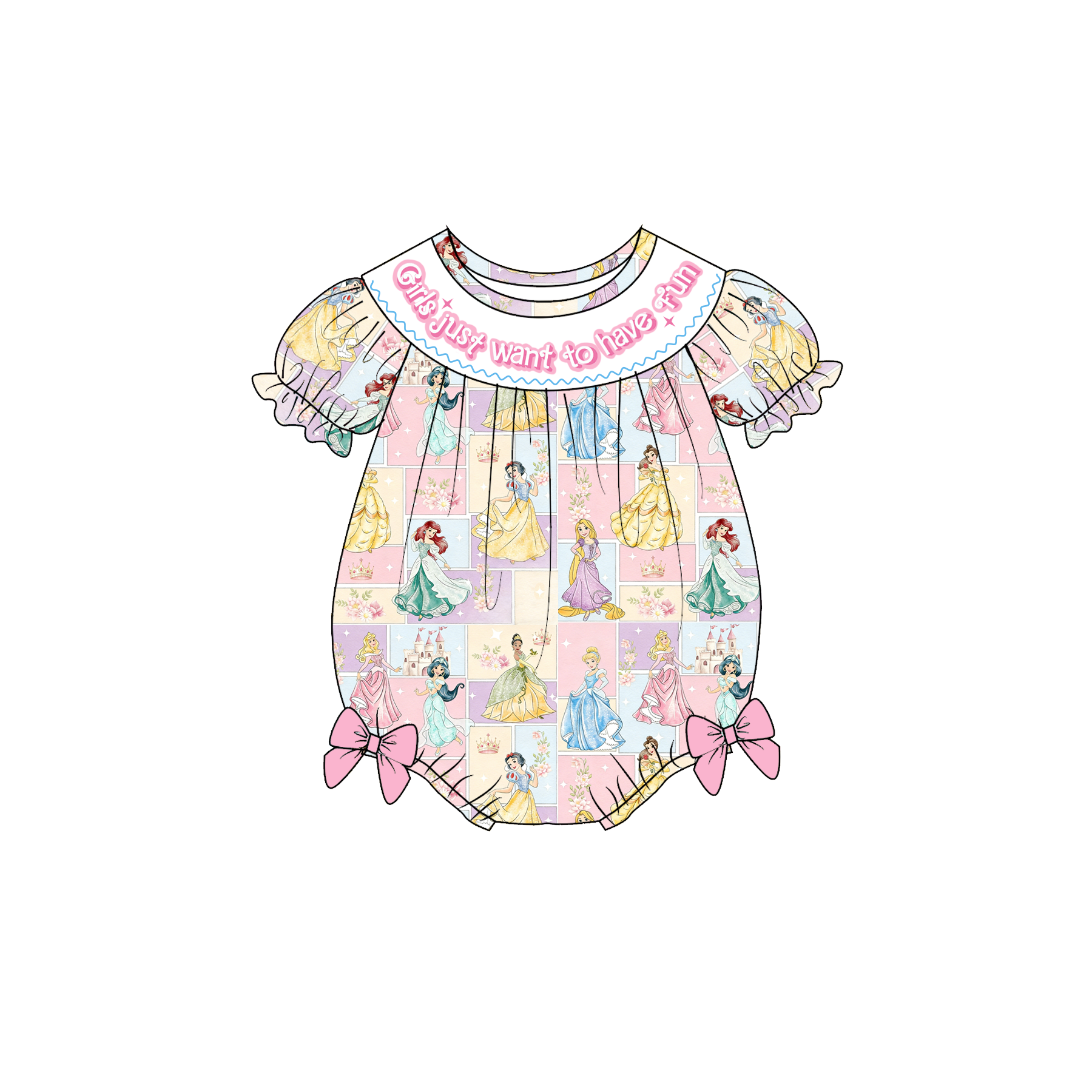 （Pre Order）Sisters Spring&Summer Princess Embroidery Smocked Shorts Set&Romper
