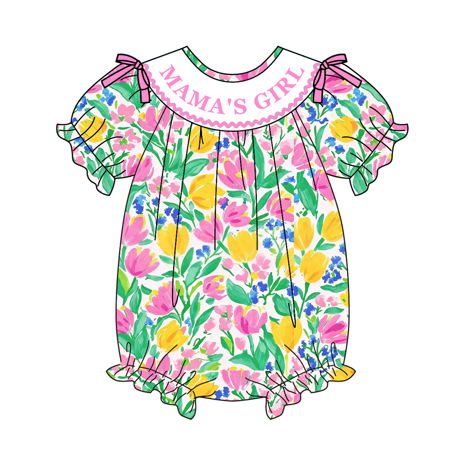 （Pre Order）Sisters Spring&Summer MAMA'S GIRL Embroidery Smocked Dress&Romper
