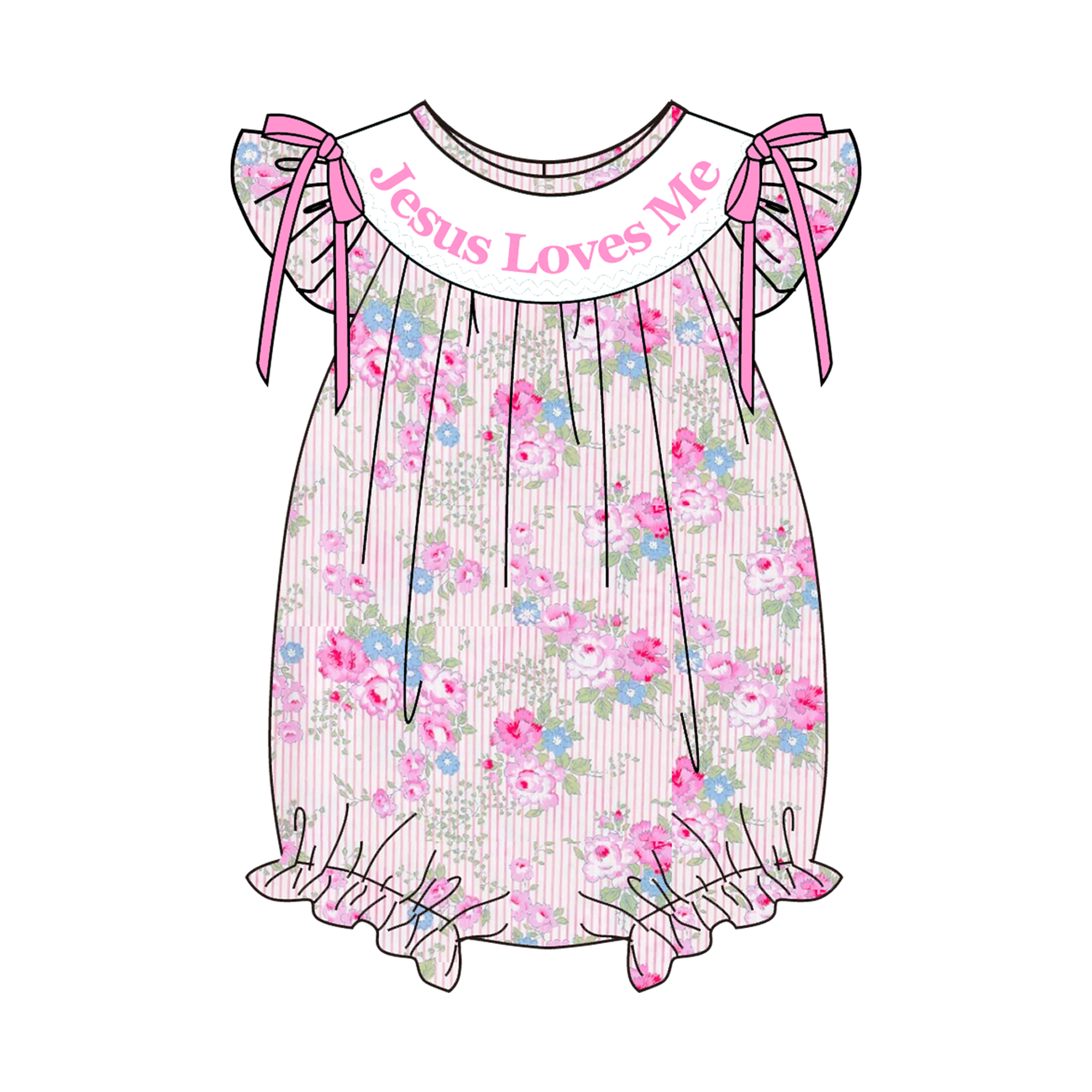 （Pre Order）Sisters Easter Embroidery Smocked Shorts Set&Romper