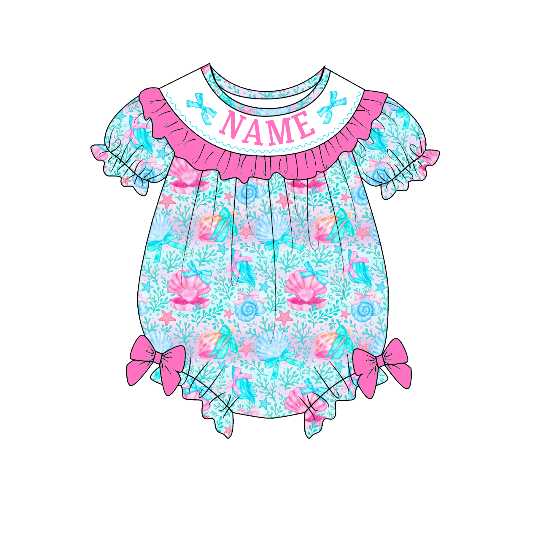 （Pre Order）Sisters Summer Seaside Embroidery Smocked Dress&Romper