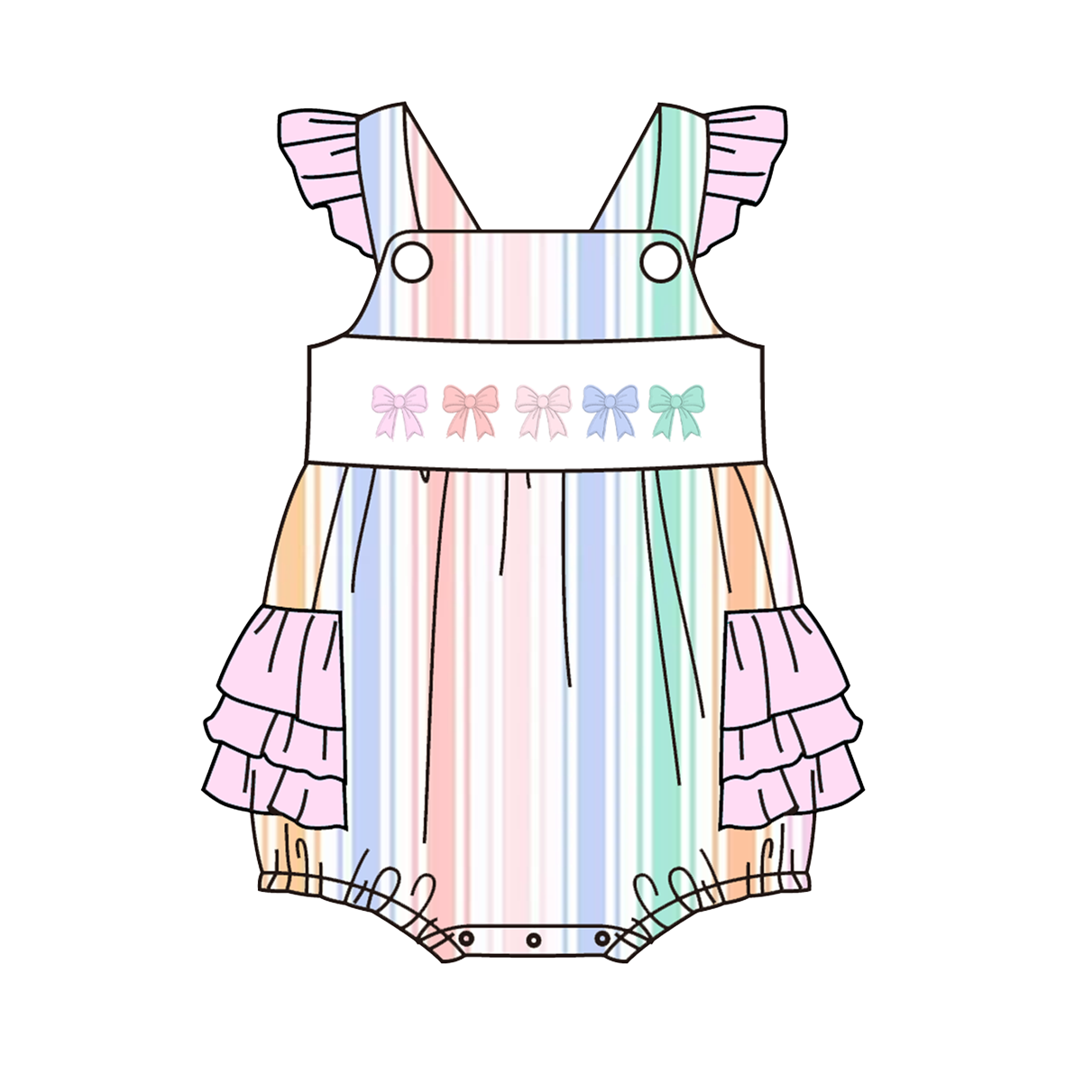 （Pre Order）Siblings Spring&Summer Bow Embroidery Smocked Dress,Set&Romper