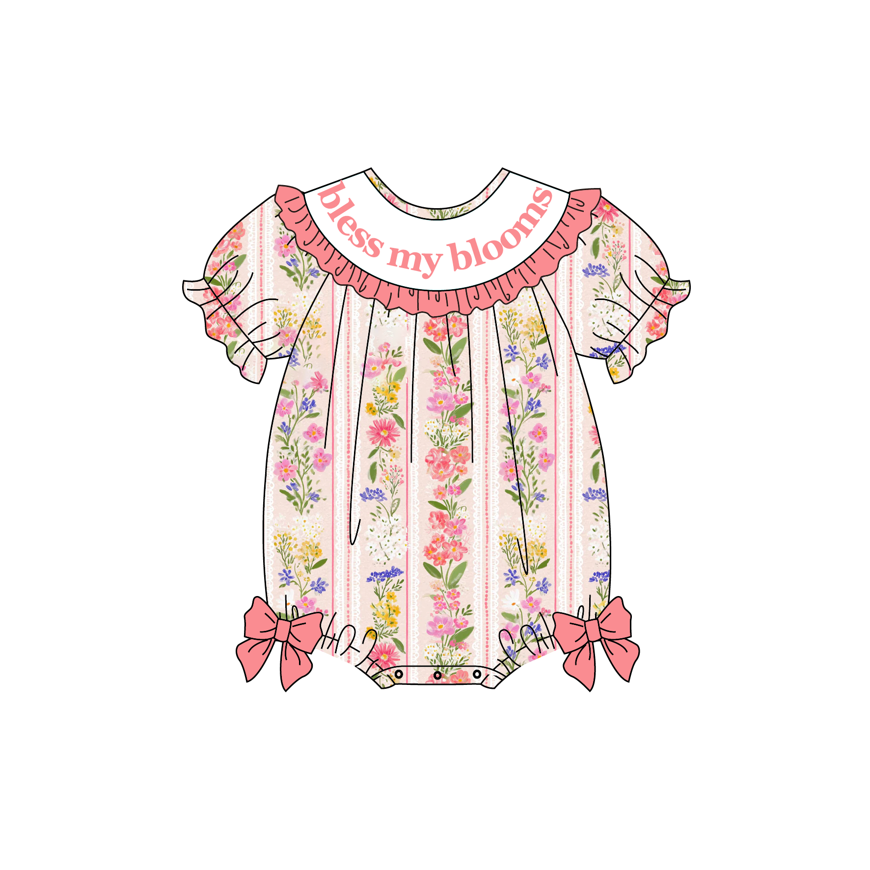 （Pre Order）Sisters Spring&Summer"bless my blooms”Embroidery Smocked Dress&Romper