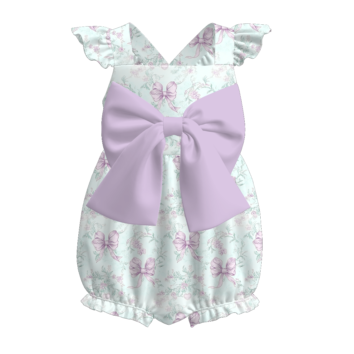 （Pre Order）Family Spring&Summer Bow Print Dress,Set&Romper