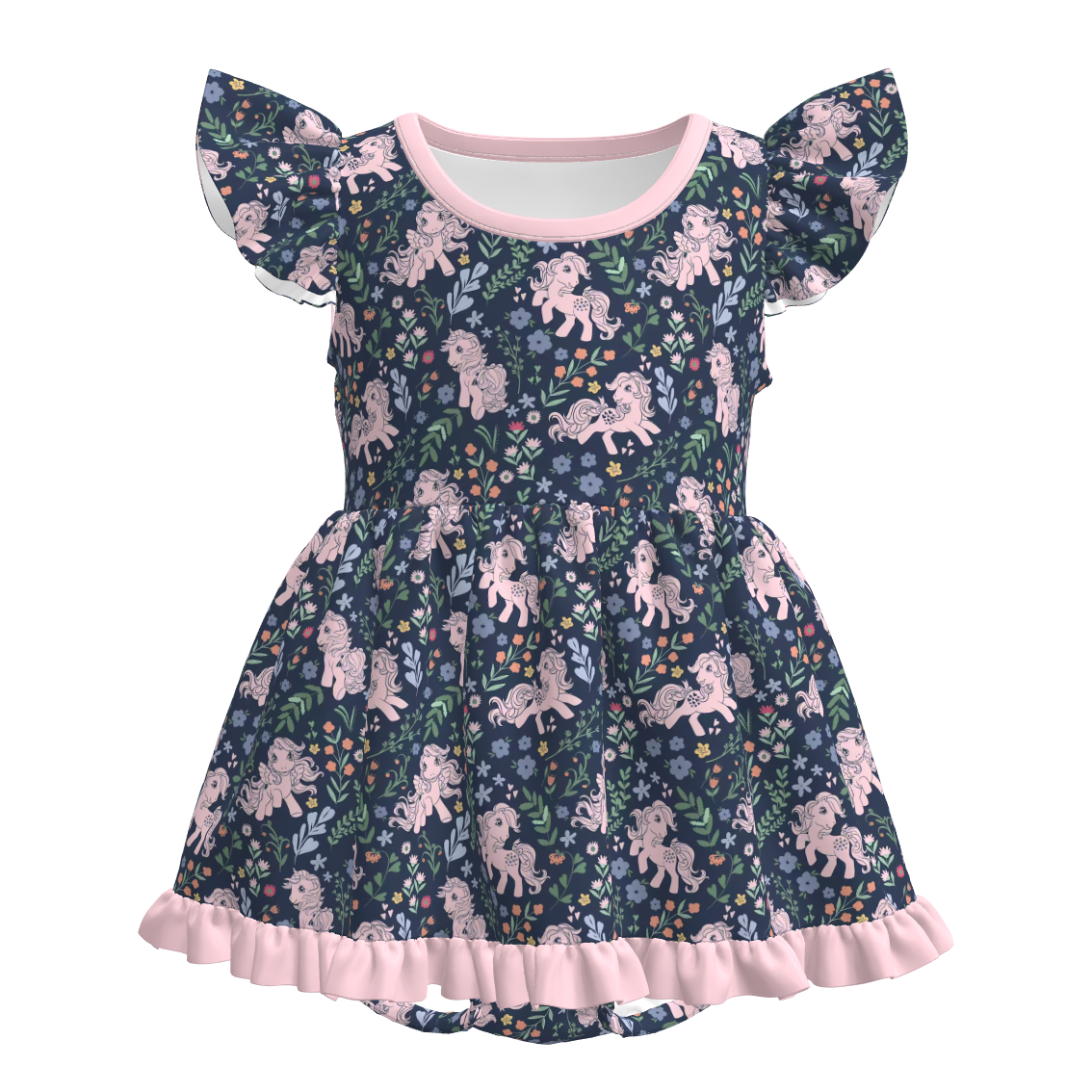 （Pre Order）Family Spring&Summer Horse Print Dress,Jumpsuit&Romper