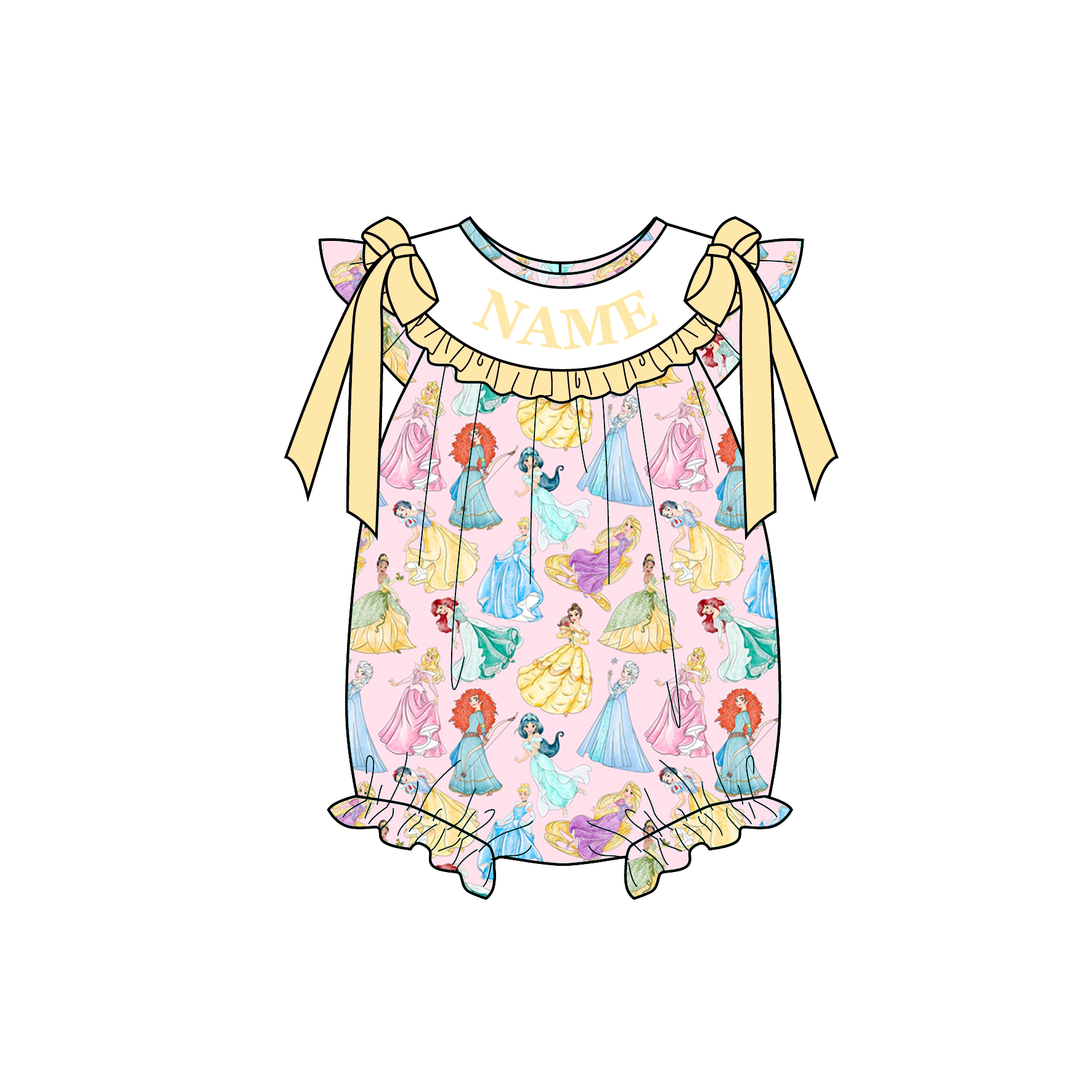（Pre Order）Sisters Spring&Summer Princess Embroidery Smocked Dress,Set&Romper-Customized name