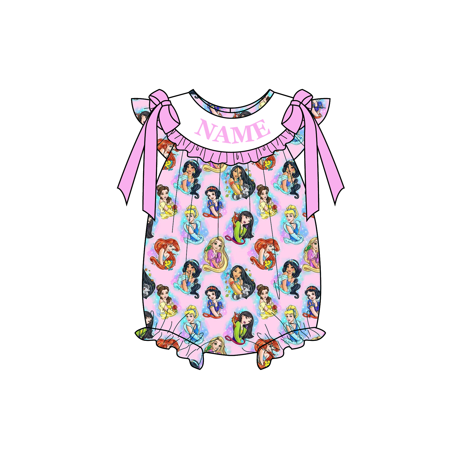 （Pre Order）Sisters Spring&Summer Princess Embroidery Smocked Dress,Set&Romper-Customized name