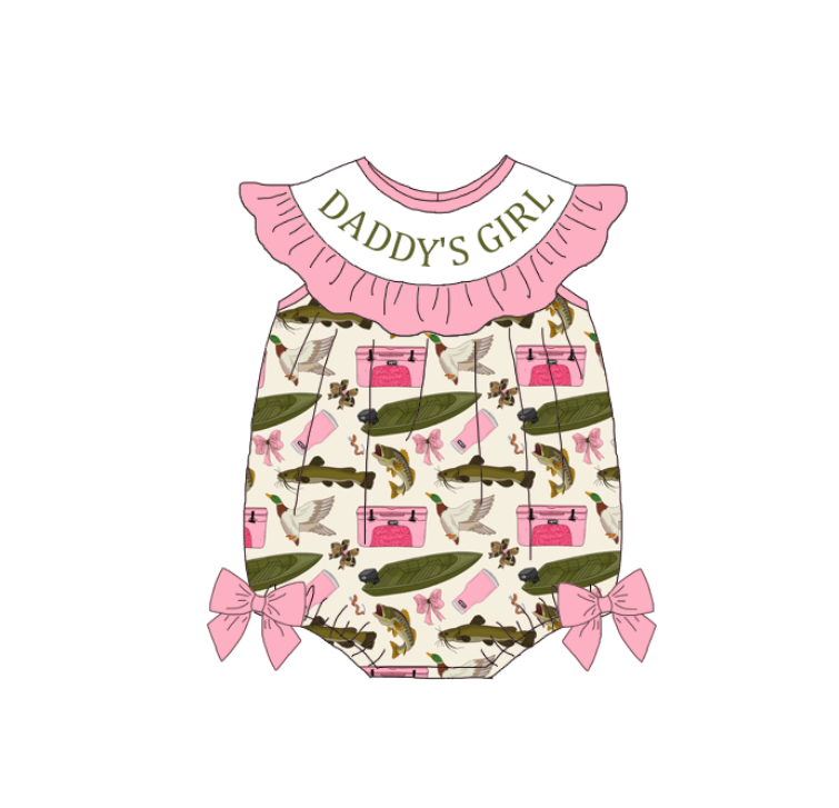 （Pre Order）Sisters DADDY'S GIRL Embroidery Smocked Dress&Romper-Customized name