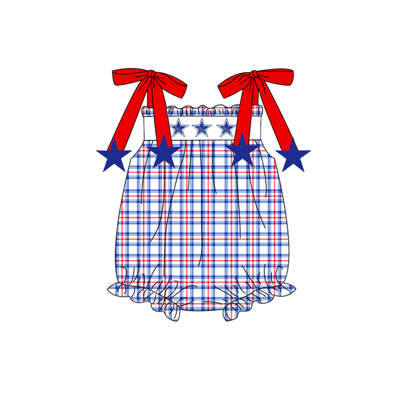 （Pre Order）Siblings Patriotic Embroidery Dress,Set&Romper-Customized name